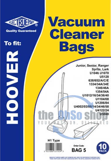 Lark U1046 Sprite U1284 U1070 5 x HOOVER Vacuum Cleaner Bags H1 Type